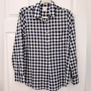 J.Crew Factory Navy/White Gingham Button Down